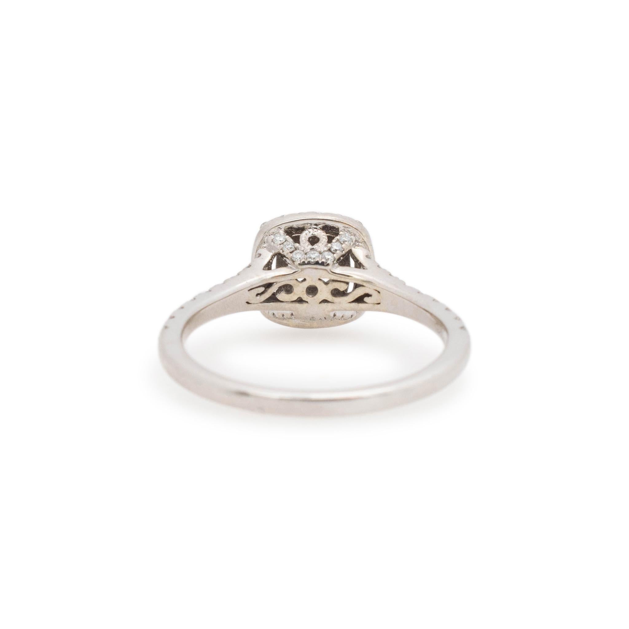 Women's Neil Lane 14K White Gold Princess Cut Double Halo Diamond Engagement Ring For Sale