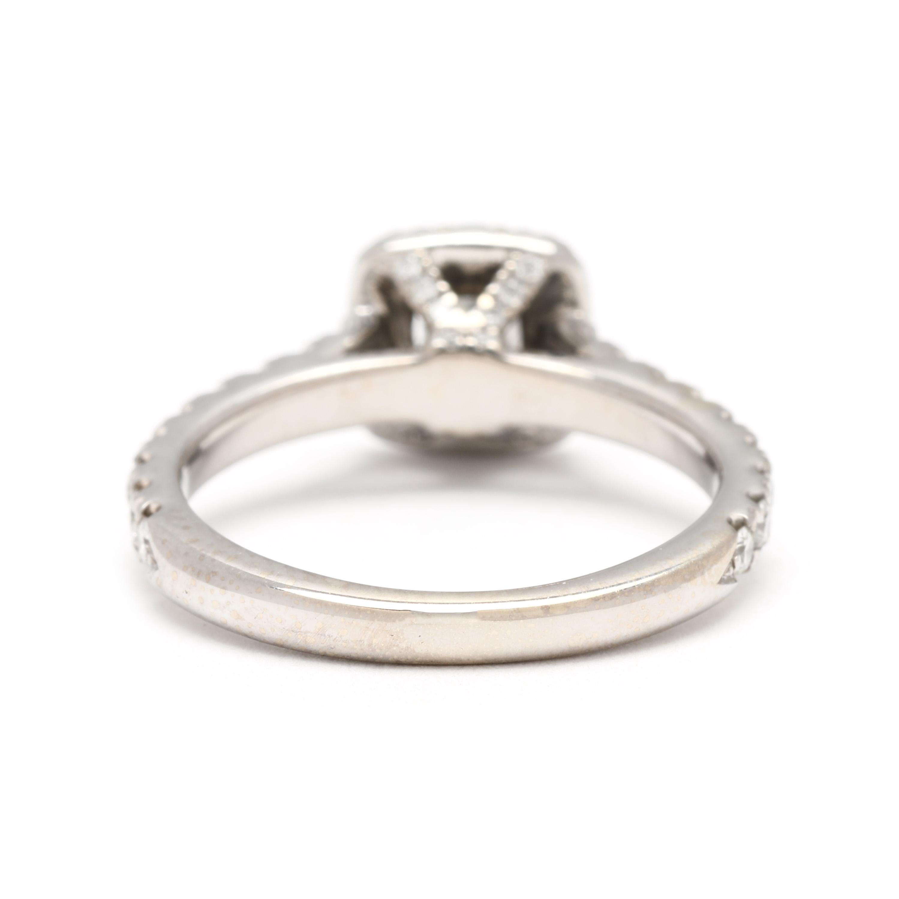 Neil Lane .70ctw Princess Cut Halo Engagement Ring, 14k White Gold, Ring Size 5 In Good Condition For Sale In McLeansville, NC