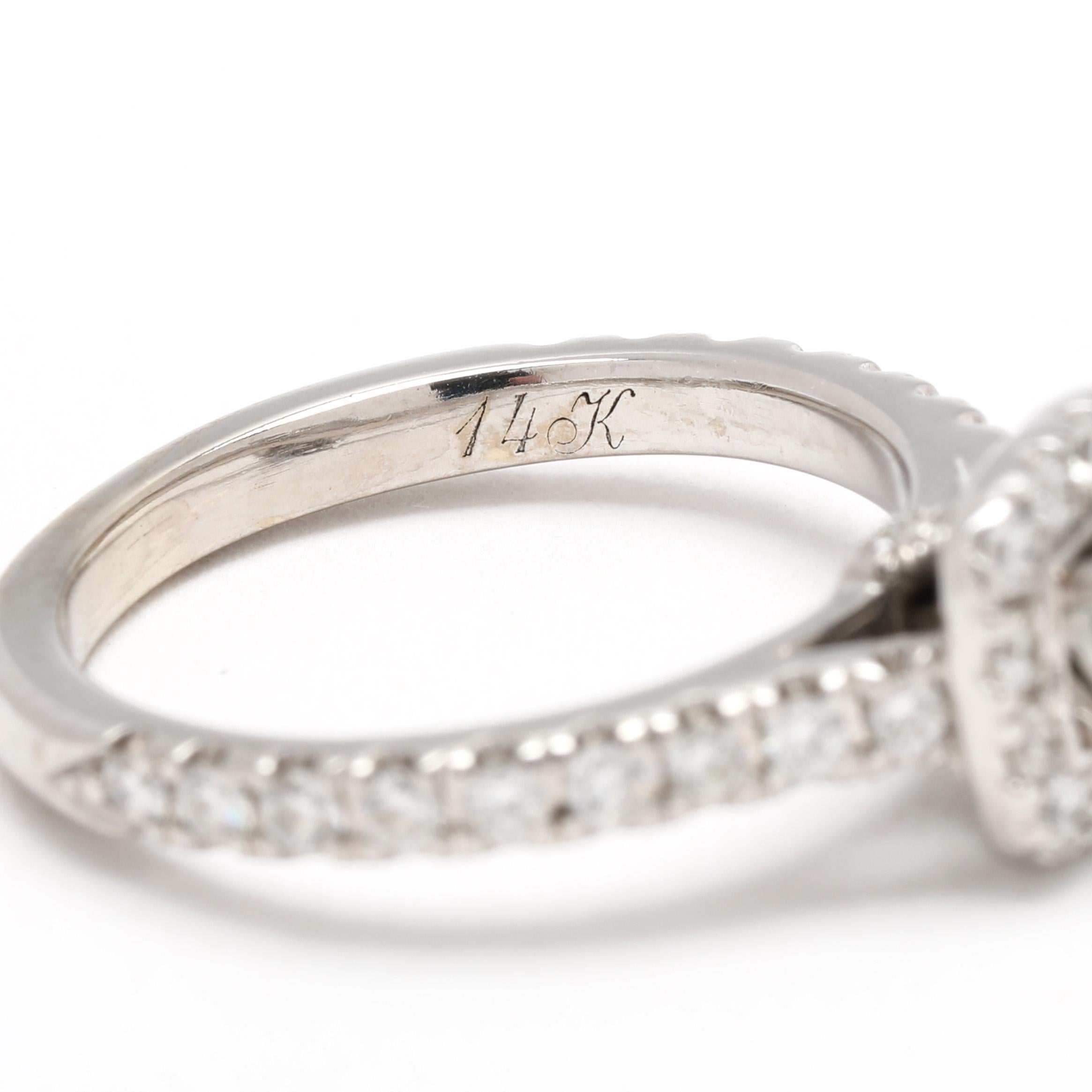 Neil Lane .70ctw Princess Cut Halo Engagement Ring, 14k White Gold, Ring Size 5 For Sale 1