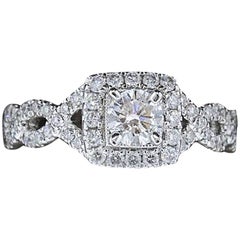 Used Neil Lane Bridal 1.00 Carat Round Diamond Twisted Ring 14 Karat White Gold