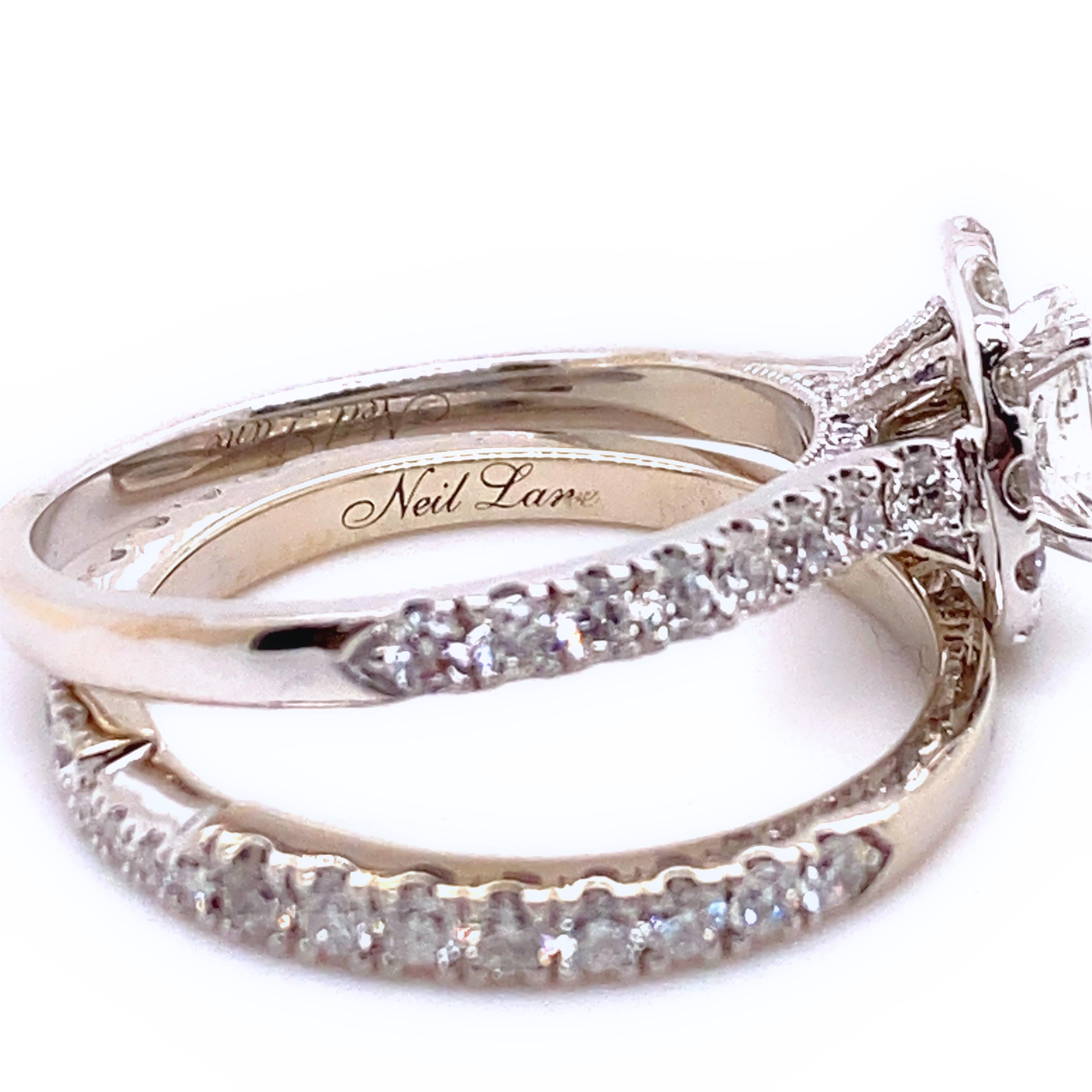 Neil Lane Bridal Oval Diamond Halo Engagement Ring & Band Set 1.88 Tcw For Sale 2