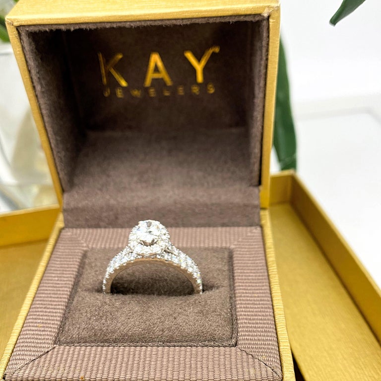 Neil Lane Bridal Oval Diamond Halo Engagement Ring and Band Set 1.88