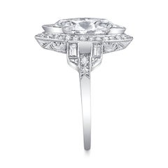 Neil Lane Couture Art Deco Moval-Shaped Diamond, Platinum Ring