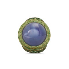 Neil Lane Couture Ceylon Star Sapphire, Tsavorite Garnet, 18K Yellow Gold Ring