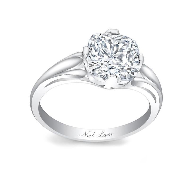 Artisan Neil Lane Couture Cushion Brilliant-Cut Diamond, Platinum Ring For Sale
