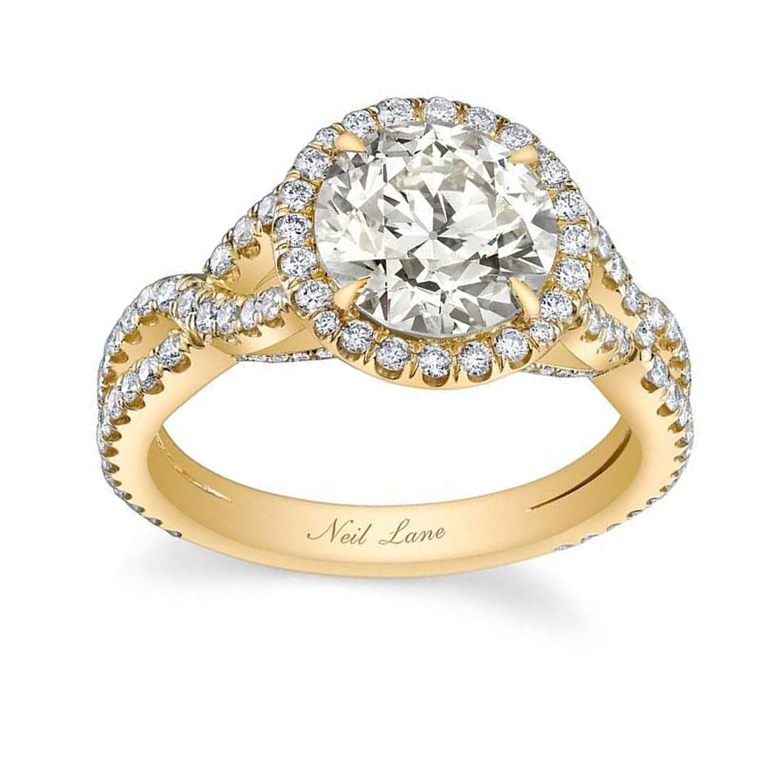 Artisan Neil Lane Couture Design Old European-Cut Diamond, 18K Yellow Gold Ring For Sale