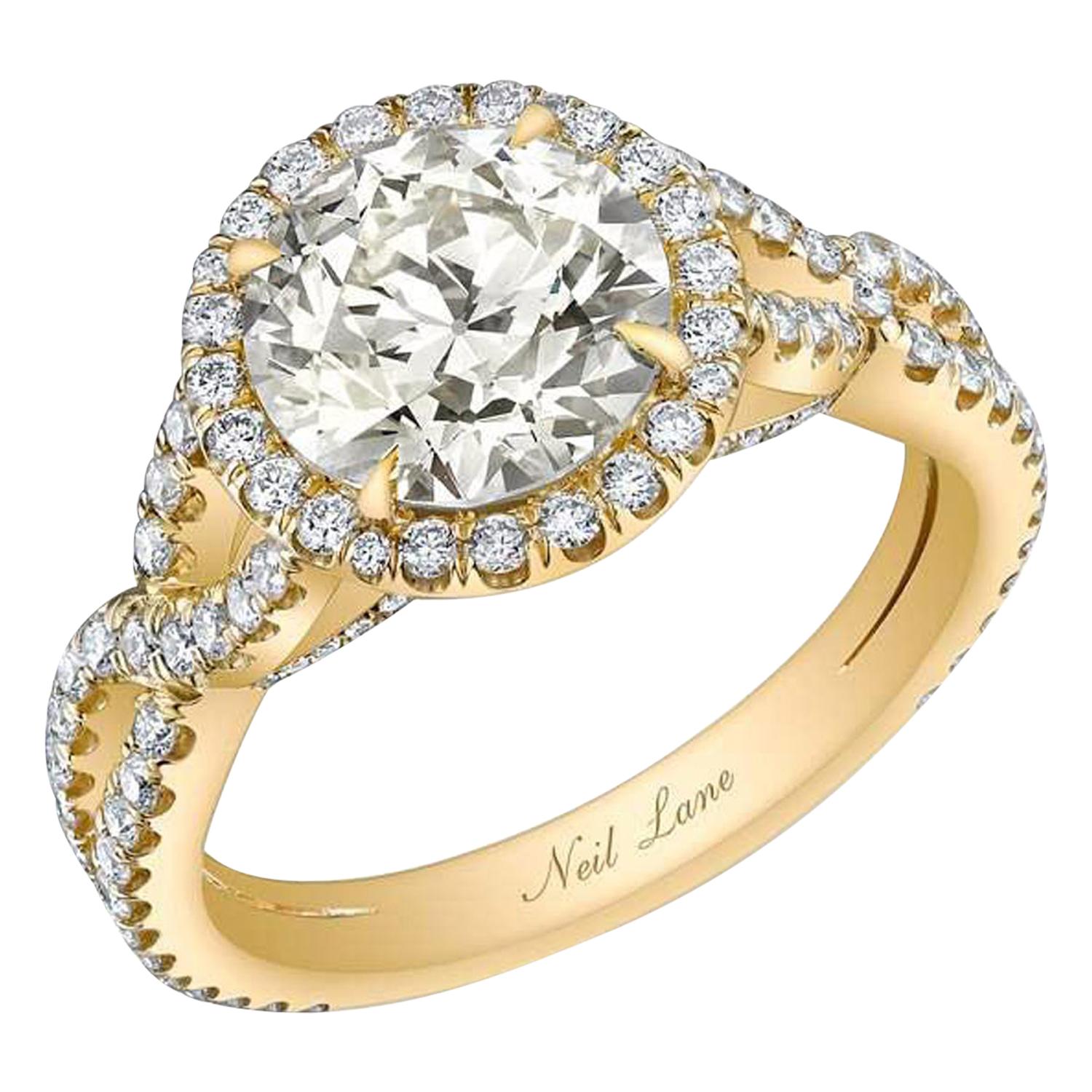 Neil Lane Couture Design Old European-Cut Diamond, 18K Yellow Gold Ring For Sale