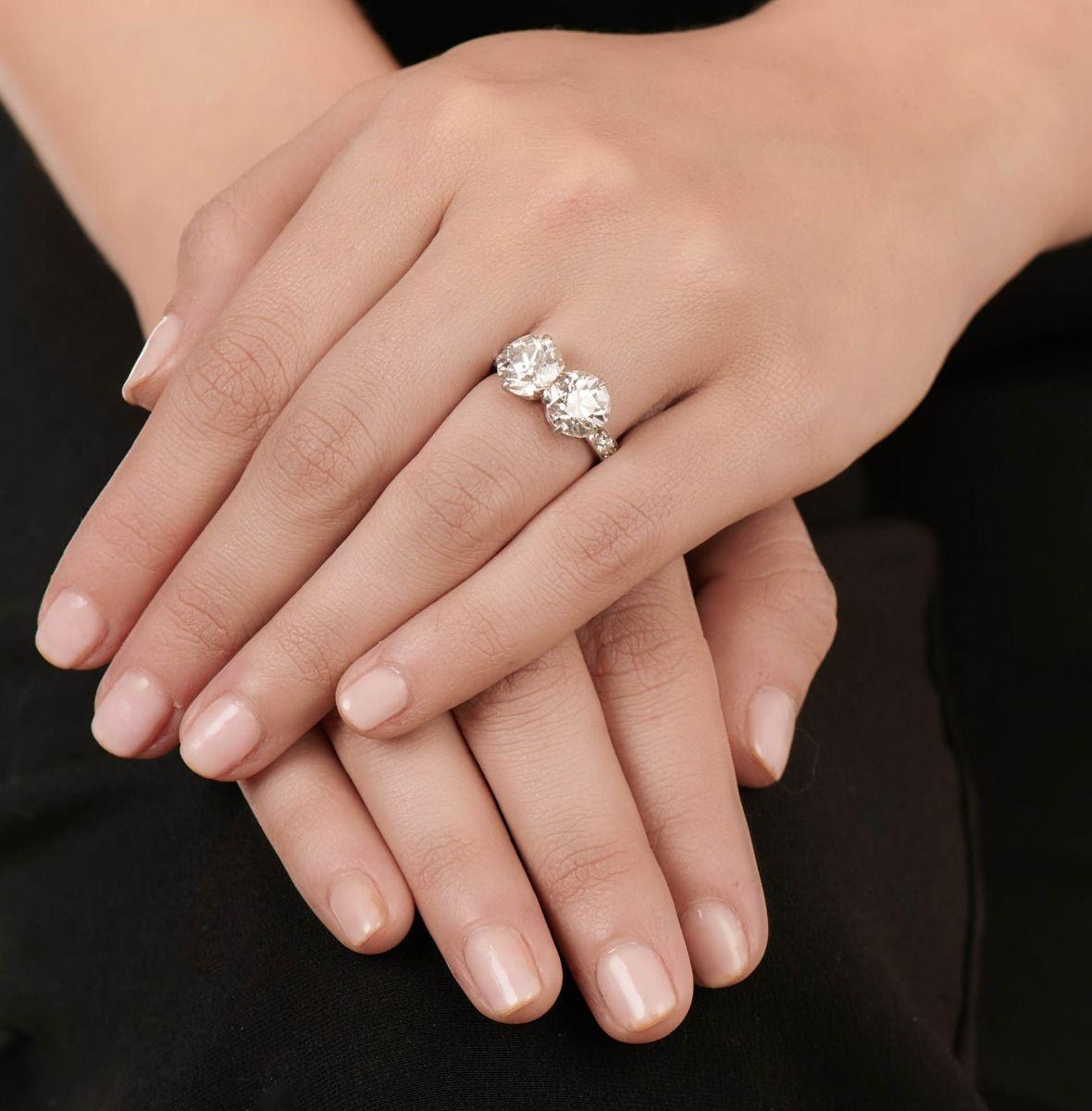 Neil Lane Couture edwardianischer Goldring mit Diamanten und Platinüberzug (Alteuropäischer Schliff) im Angebot