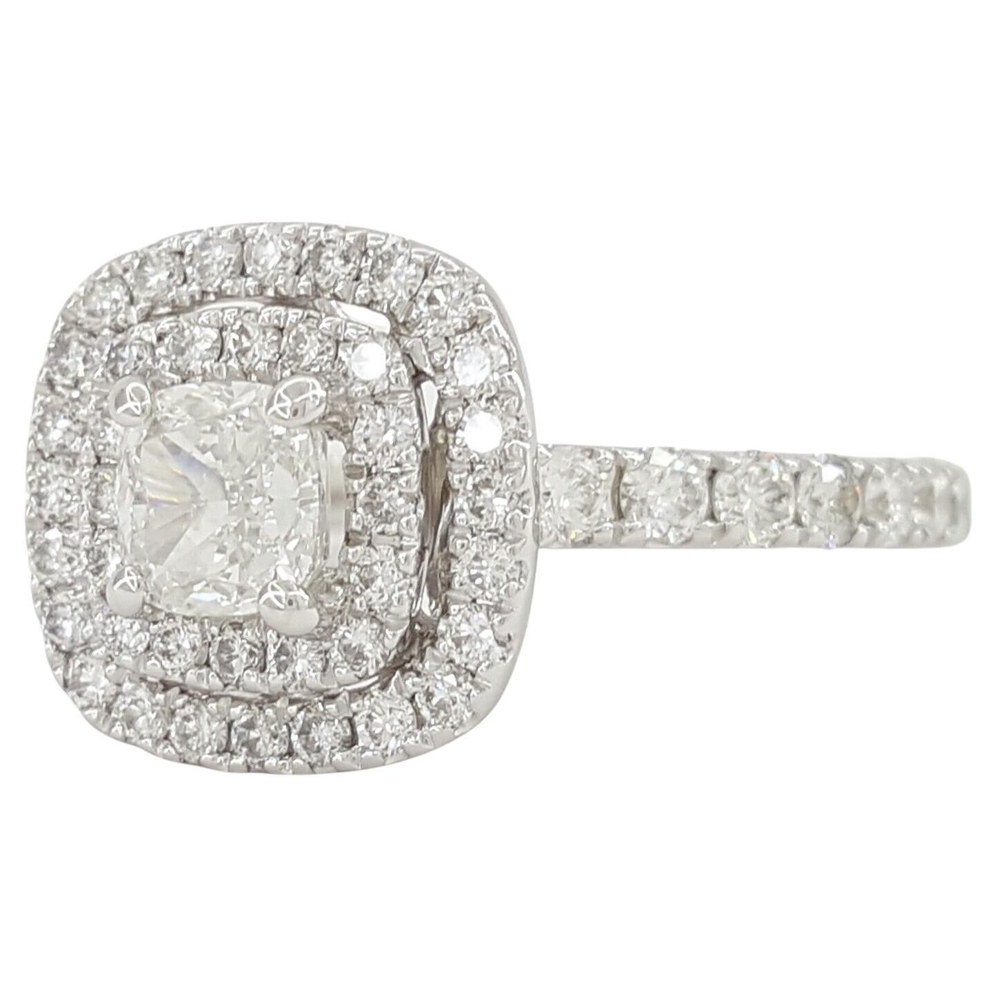  Neil Lane Cushion Cut Diamond Double Halo Ring In Excellent Condition For Sale In Rome, IT
