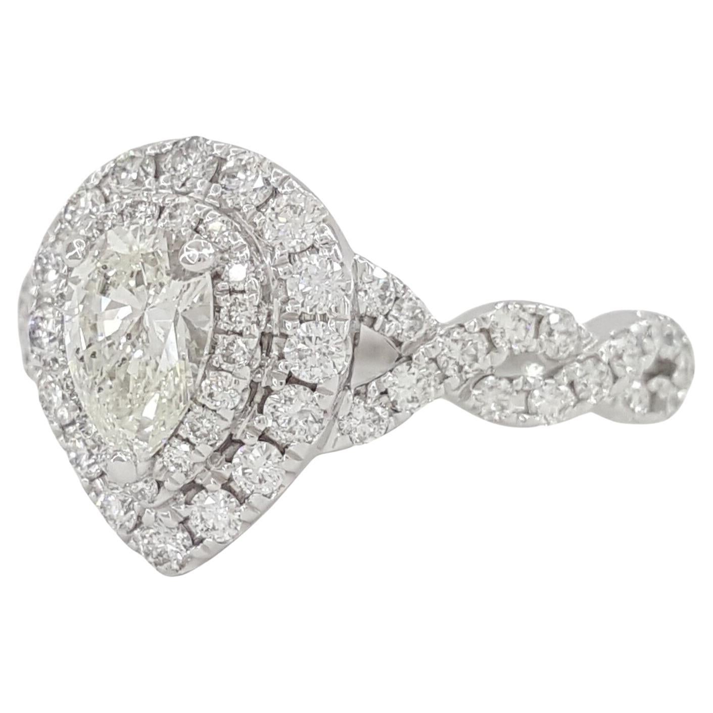 Pear Cut  Neil Lane Cushion Cut Diamond Double Halo Ring For Sale