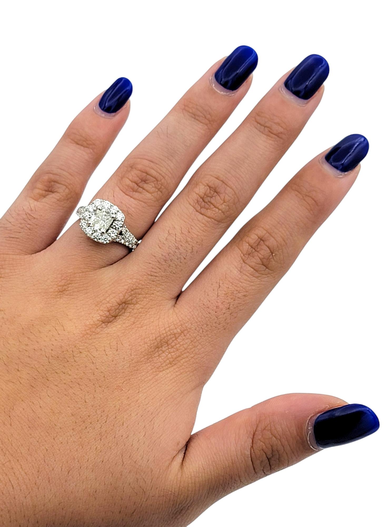 Neil Lane Cushion Cut Diamond Halo Engagement Ring in 14 Karat White Gold For Sale 5