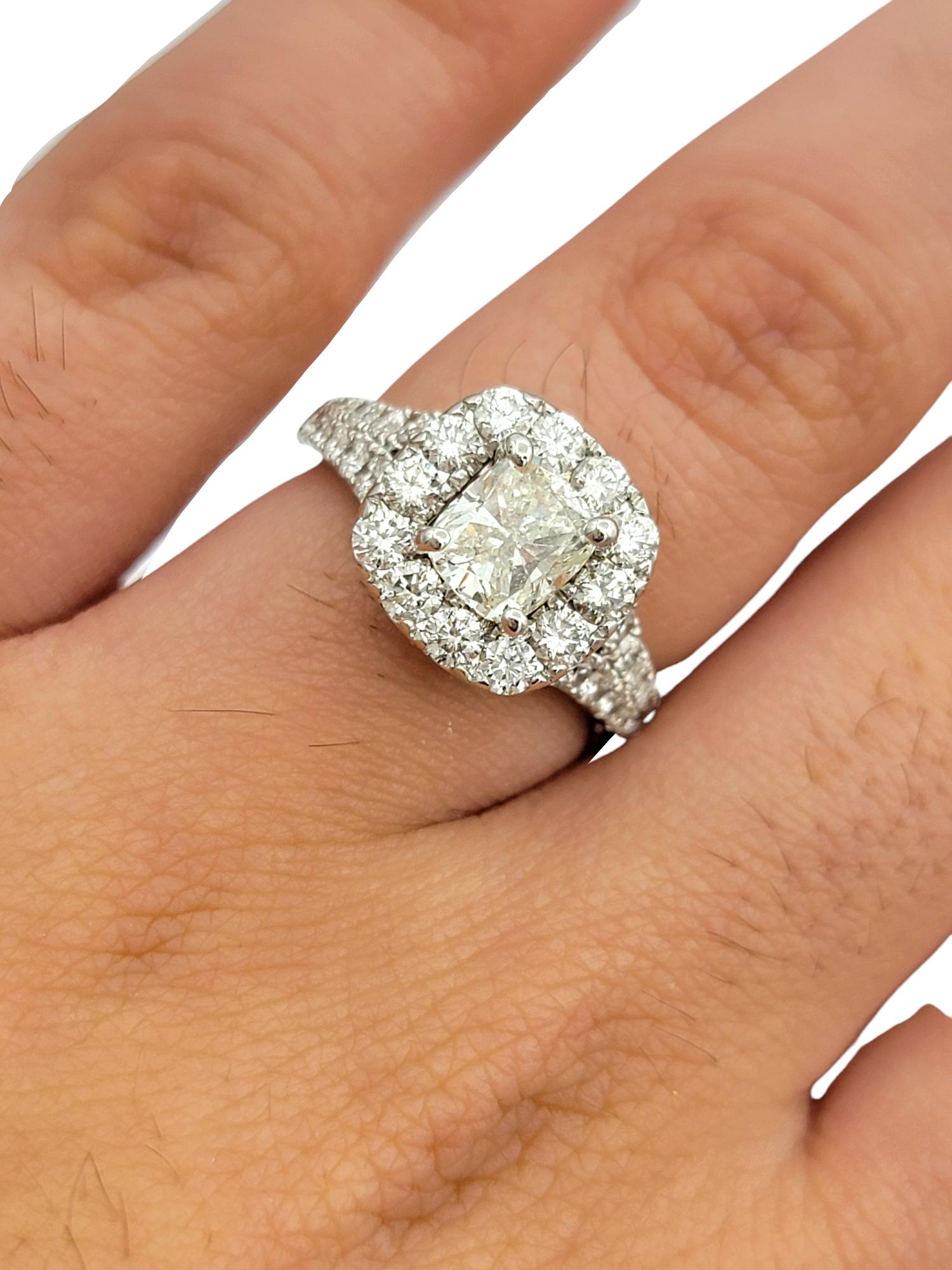 Neil Lane Cushion Cut Diamond Halo Engagement Ring in 14 Karat White Gold For Sale 6