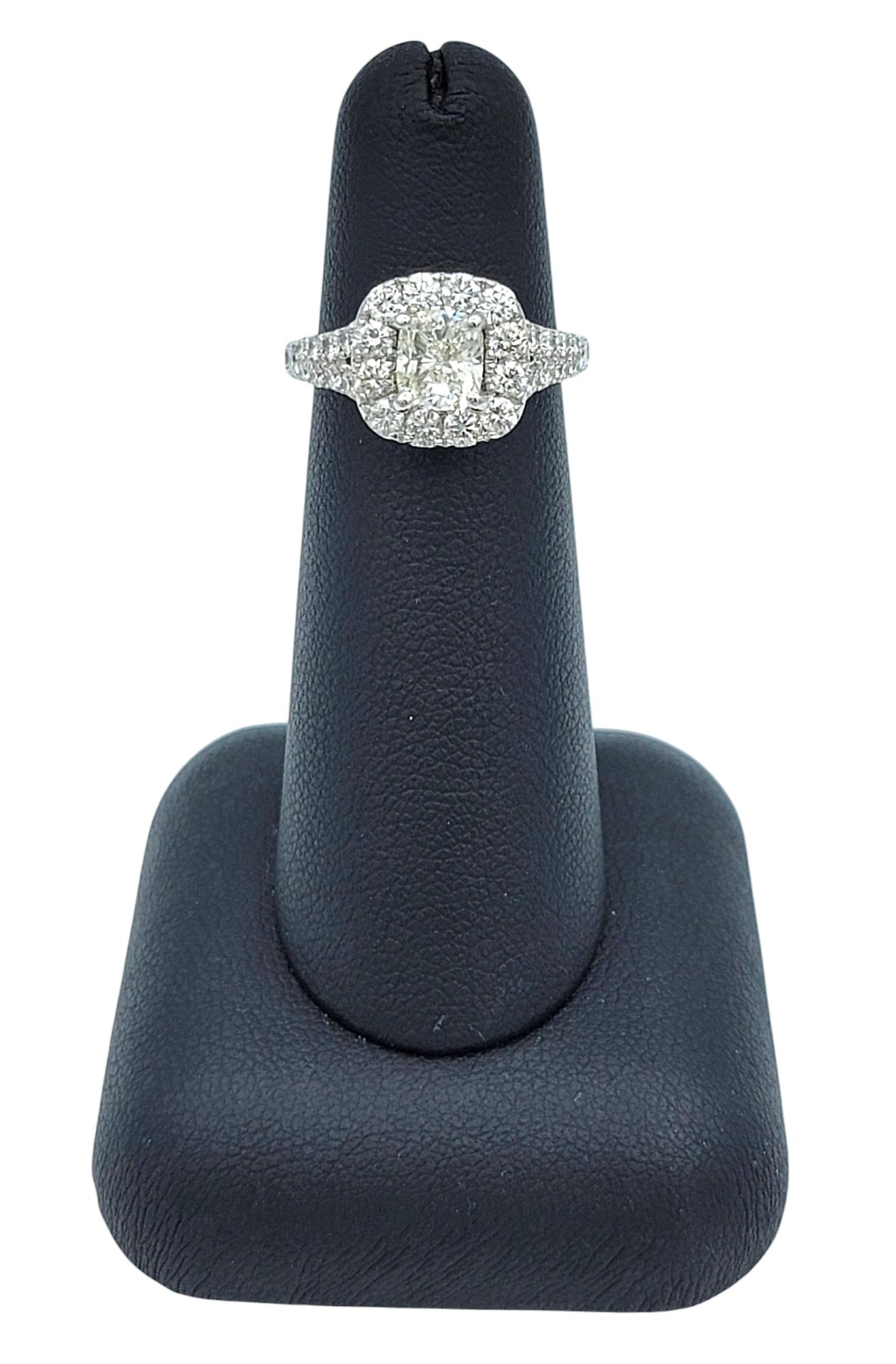 Neil Lane Cushion Cut Diamond Halo Engagement Ring in 14 Karat White Gold For Sale 7