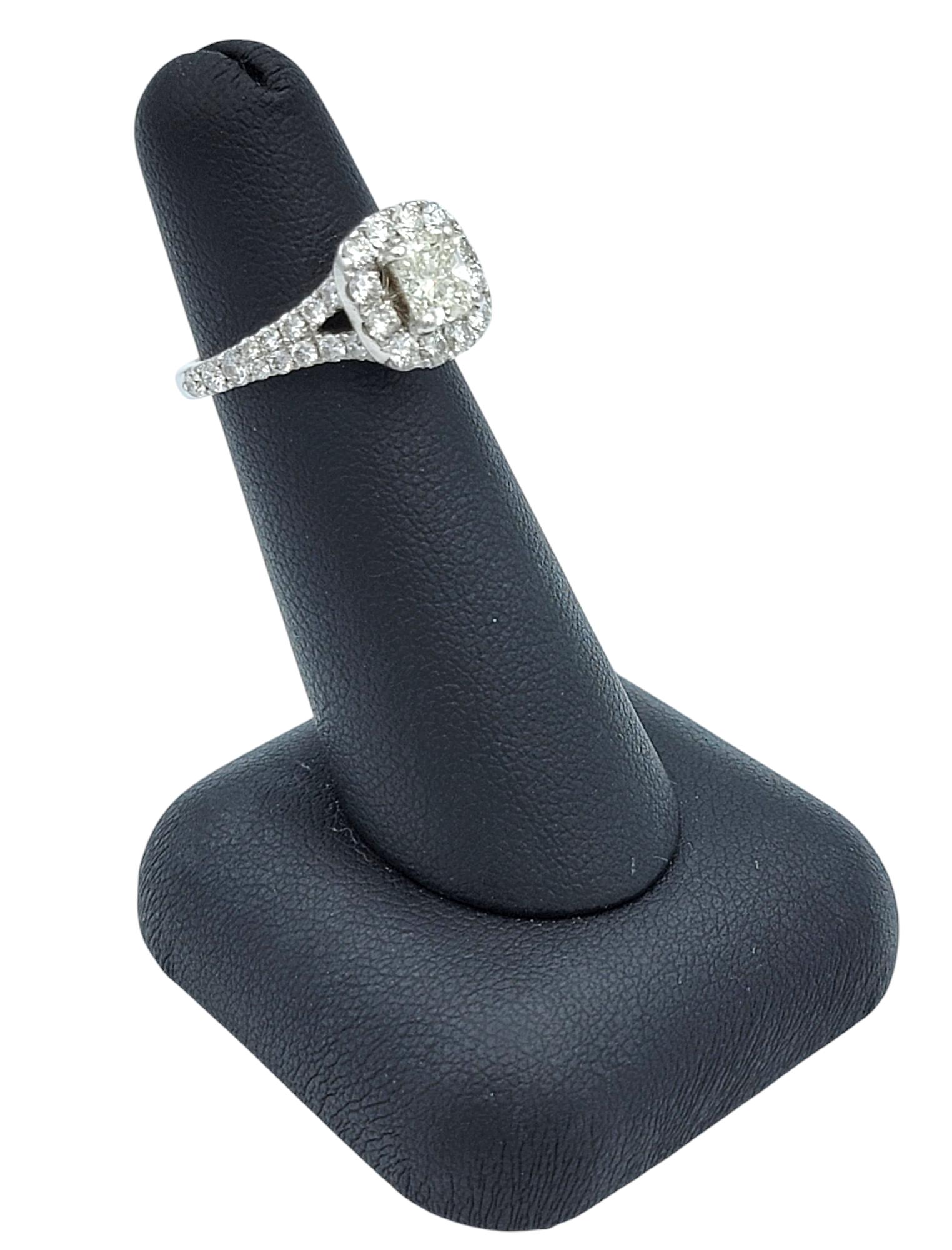 Neil Lane Cushion Cut Diamond Halo Engagement Ring in 14 Karat White Gold For Sale 8