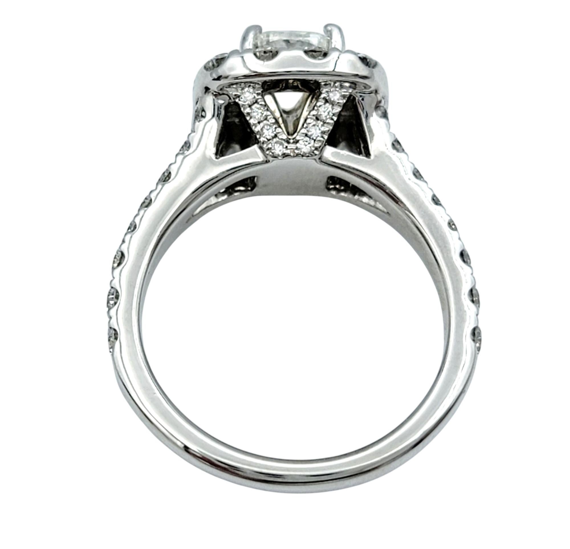 Neil Lane Cushion Cut Diamond Halo Engagement Ring in 14 Karat White Gold For Sale 2