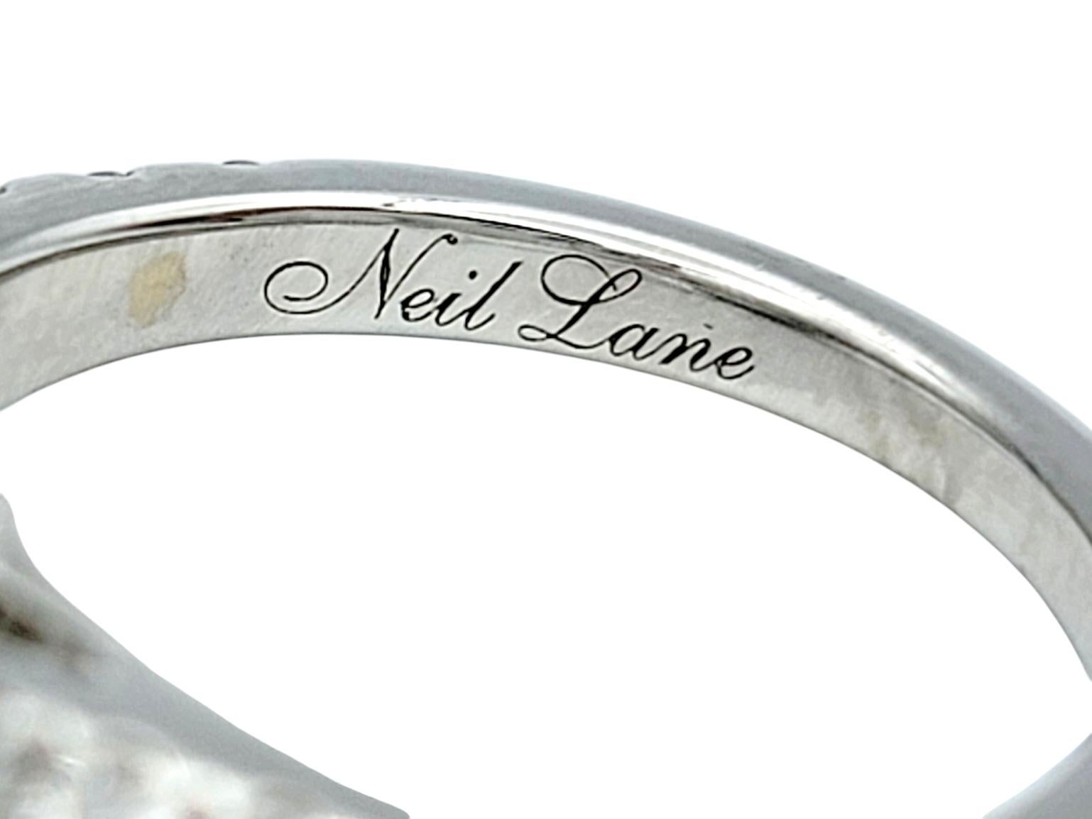 Neil Lane Cushion Cut Diamond Halo Engagement Ring in 14 Karat White Gold For Sale 4