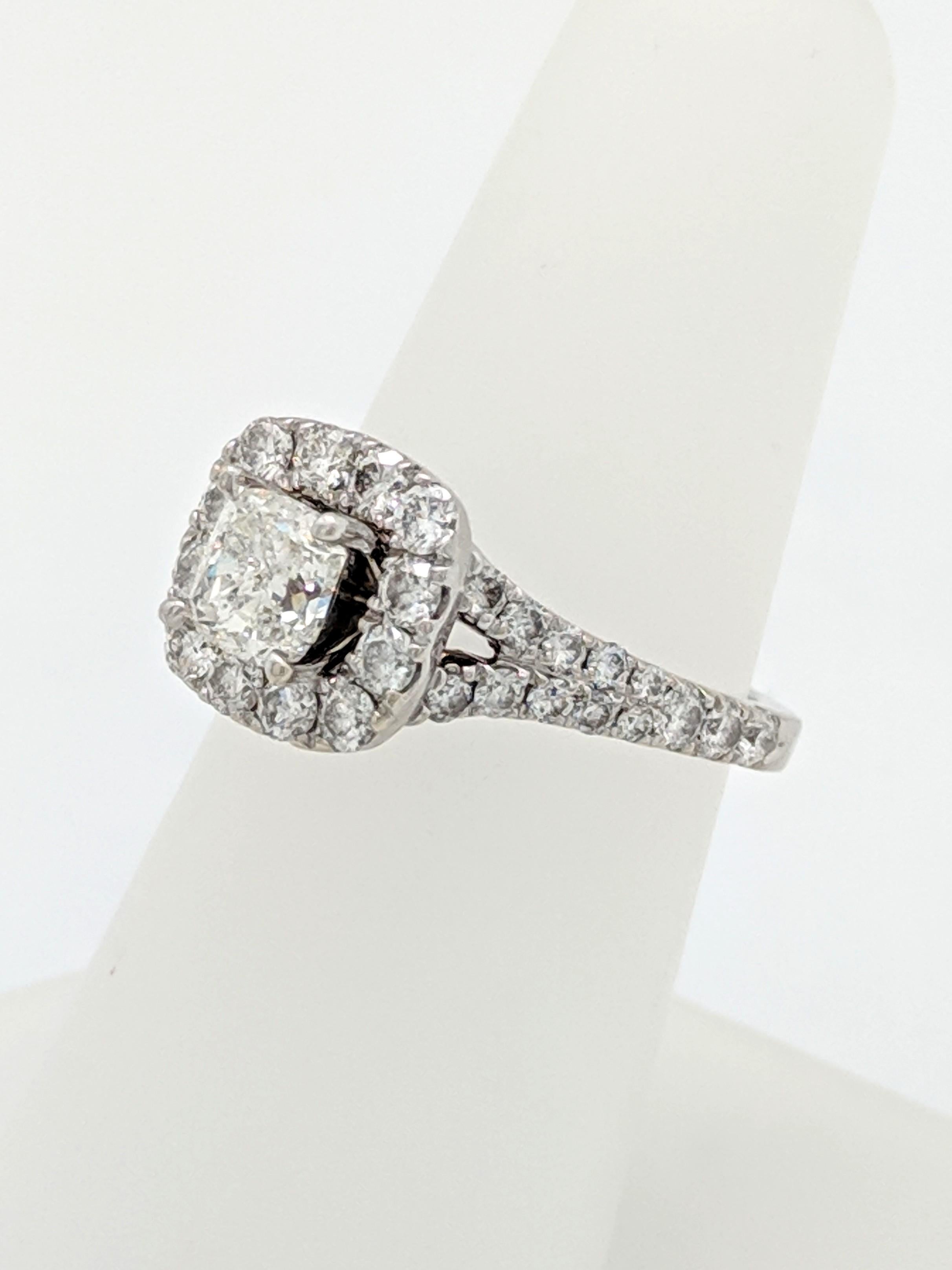 Neil Lane Cushion Halo Engagement Ring 2-1/6ct tw Diamonds Set in 14K White Gold 1