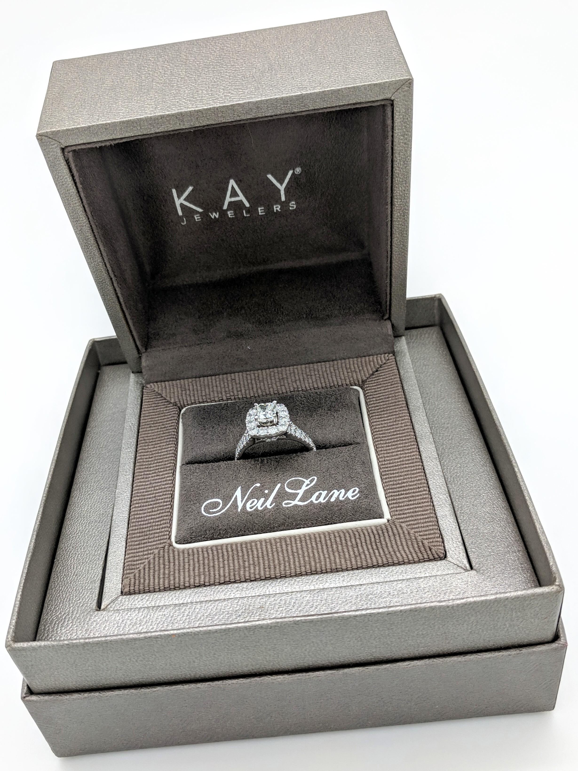 Neil Lane Cushion Halo Engagement Ring 2-1/6ct tw Diamonds Set in 14K White Gold 3