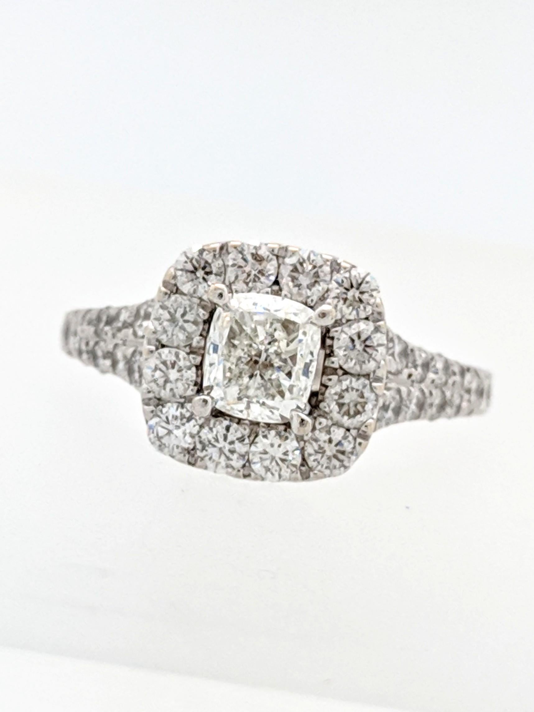 Neil Lane Cushion Halo Engagement Ring 2-1/6ct tw Diamonds Set in 14K White Gold

You are viewing a 1ct natural cushion cut diamond. We estimate the diamond to be I1 in clarity and I color.

The center stone is beautifully displayed in a Neil Lane