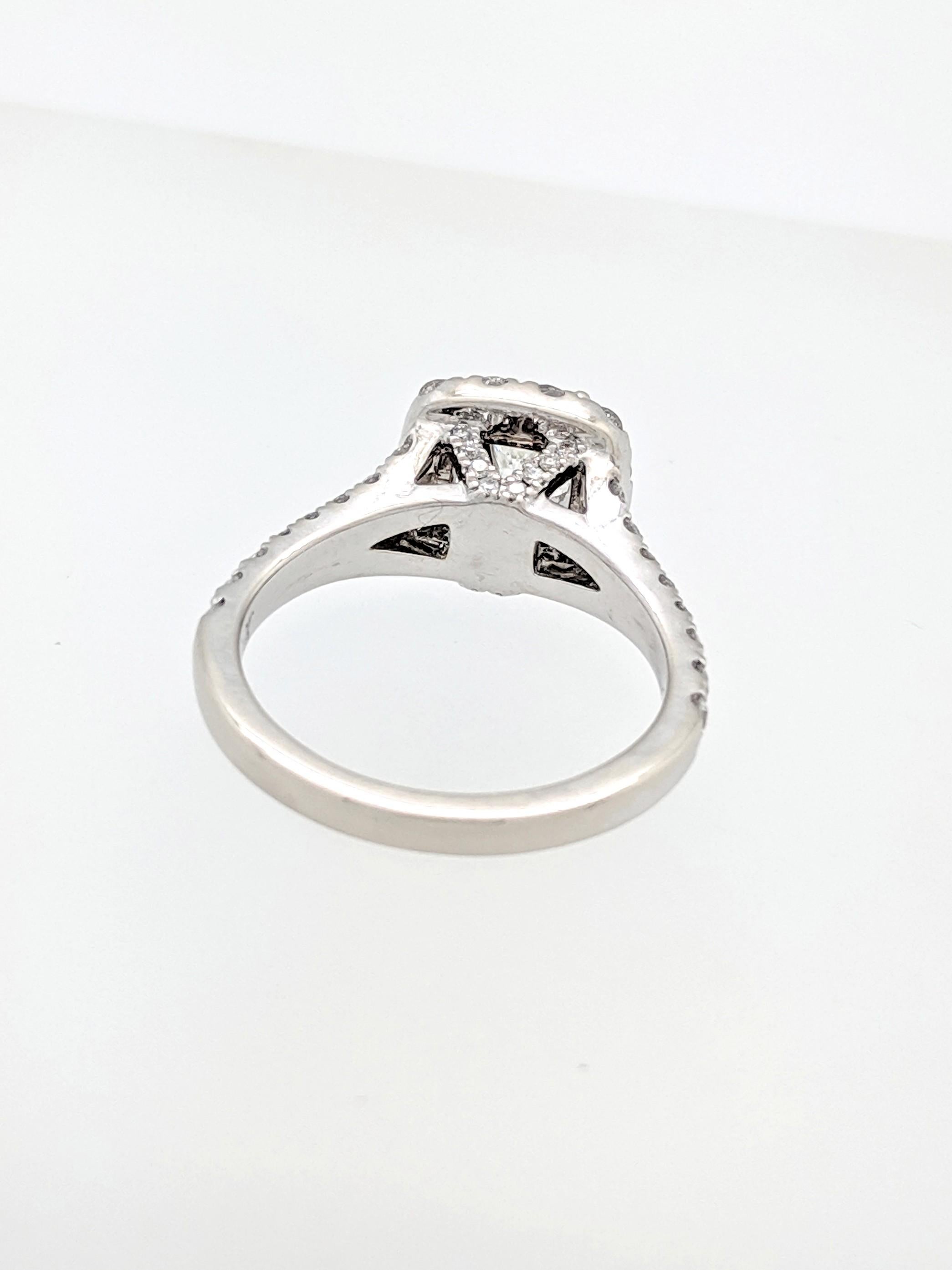 Contemporary Neil Lane Cushion Halo Engagement Ring 2-1/6ct tw Diamonds Set in 14K White Gold