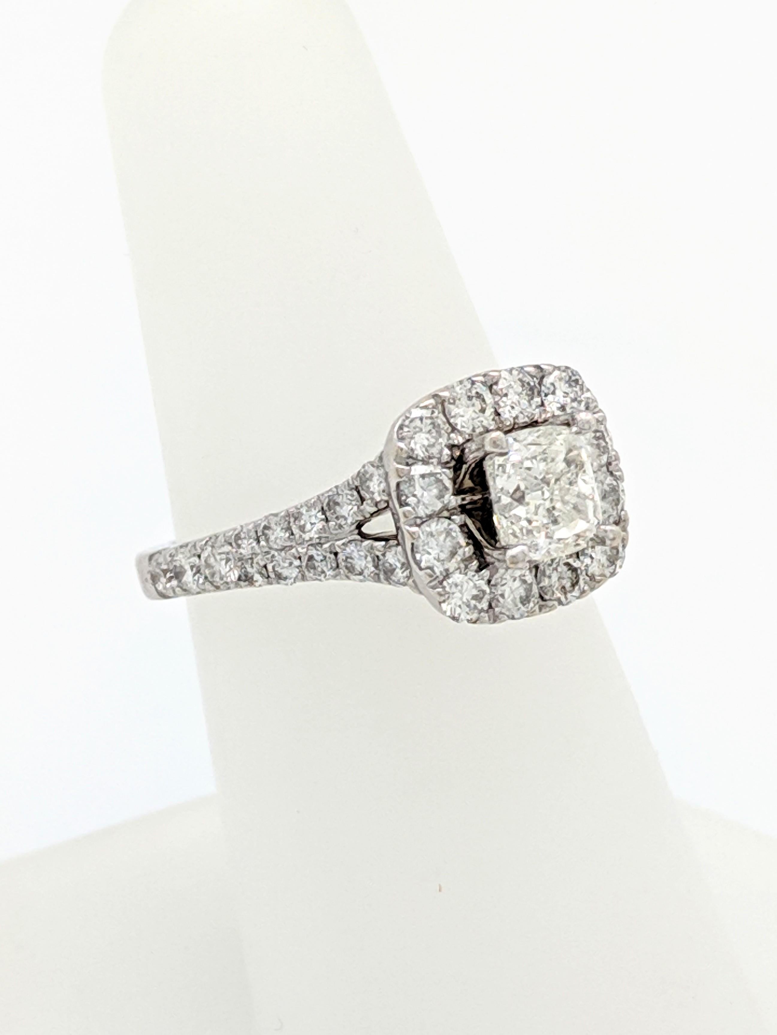 Women's Neil Lane Cushion Halo Engagement Ring 2-1/6ct tw Diamonds Set in 14K White Gold