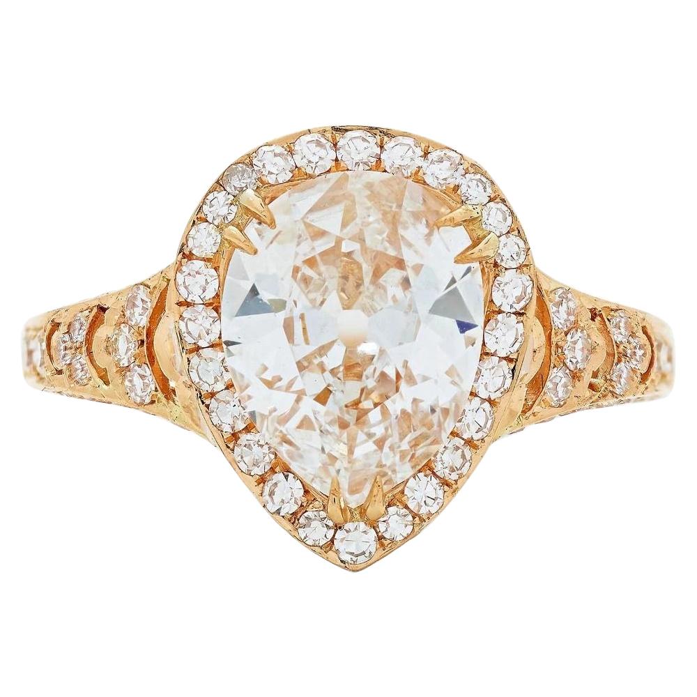 Neil Lane Couture Design Pear-Shaped Diamond, 18 Karat Rose Gold Engagement Ring For Sale