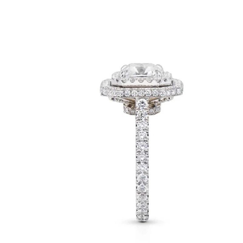 Artisan Neil Lane Couture Design Square Radiant Diamond, Platinum Engagement Ring For Sale