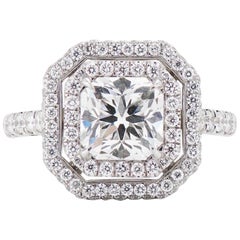 Neil Lane Couture Design Square Radiant Diamond, Platinum Engagement Ring