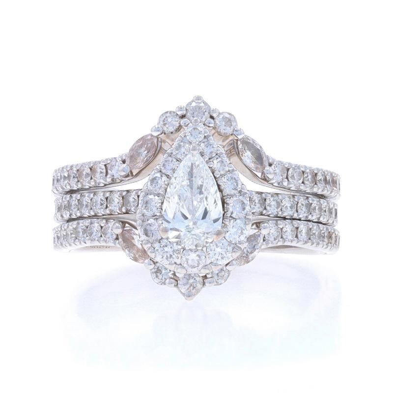 Retail Price: $9,199

Size: 9
Sizing Fee: Up 2 sizes for $100 or Down 1 size for $60

Brand: Neil Lane

Metal Content: 14k White Gold

Stone Information
Natural Diamond
Carat(s): 3/4ct
Cut: Pear
Color: G
Clarity: SI1

Natural Diamonds
Carat(s):