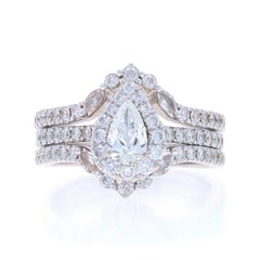 Neil Lane Diamond All-In-One Halo EngageWedding Ring WhiteGold 14k Pear 2 1/8ctw