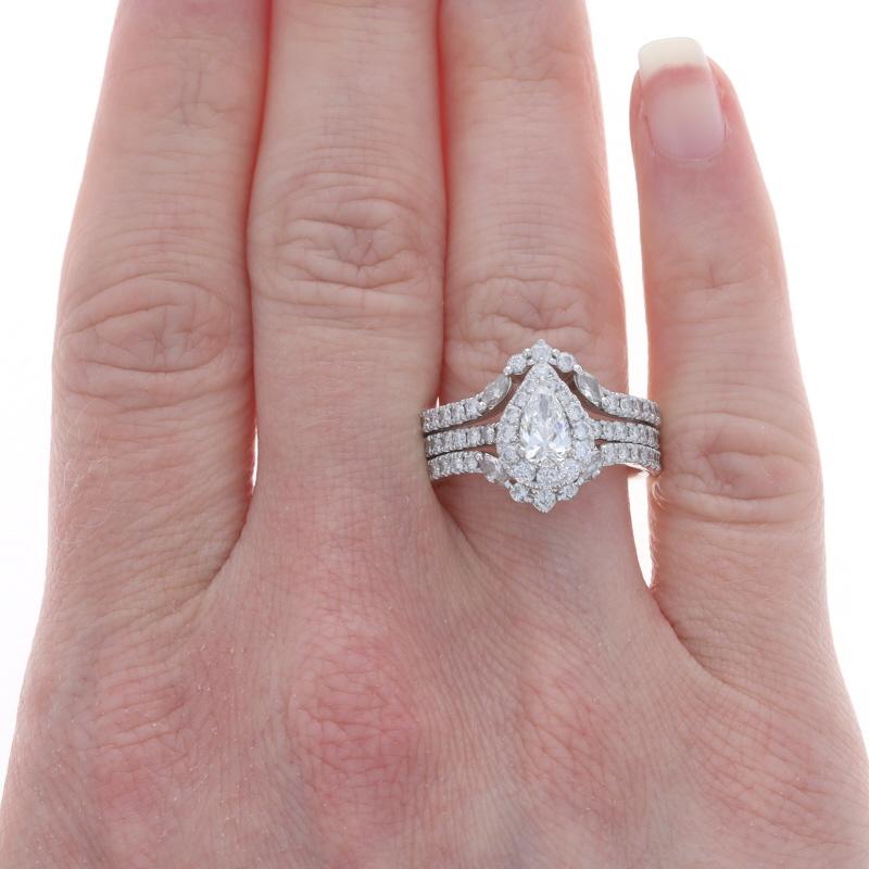 Pear Cut Neil Lane Diamond All-In-One Halo EngageWedding Ring WhiteGold 14k Pear 2 1/8ctw For Sale