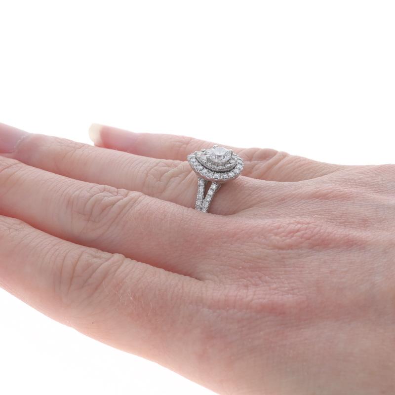 Women's Neil Lane Diamond All-In-One Halo EngageWedding Ring WhiteGold 14k Pear 2 1/8ctw For Sale