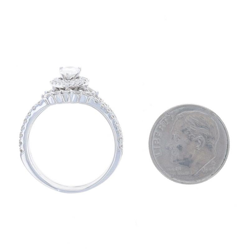 Neil Lane Diamond All-In-One Halo EngageWedding Ring WhiteGold 14k Pear 2 1/8ctw For Sale 1