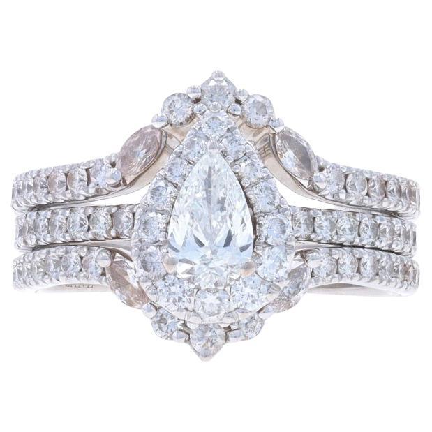 Neil Lane Diamond All-In-One Halo EngageWedding Ring WhiteGold 14k Pear 2 1/8ctw