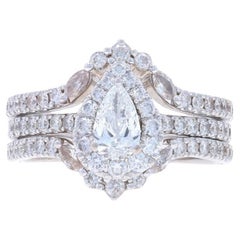 Neil Lane Diamond All-In-One Halo EngageWedding Ring WhiteGold 14k Pear 2 1/8ctw
