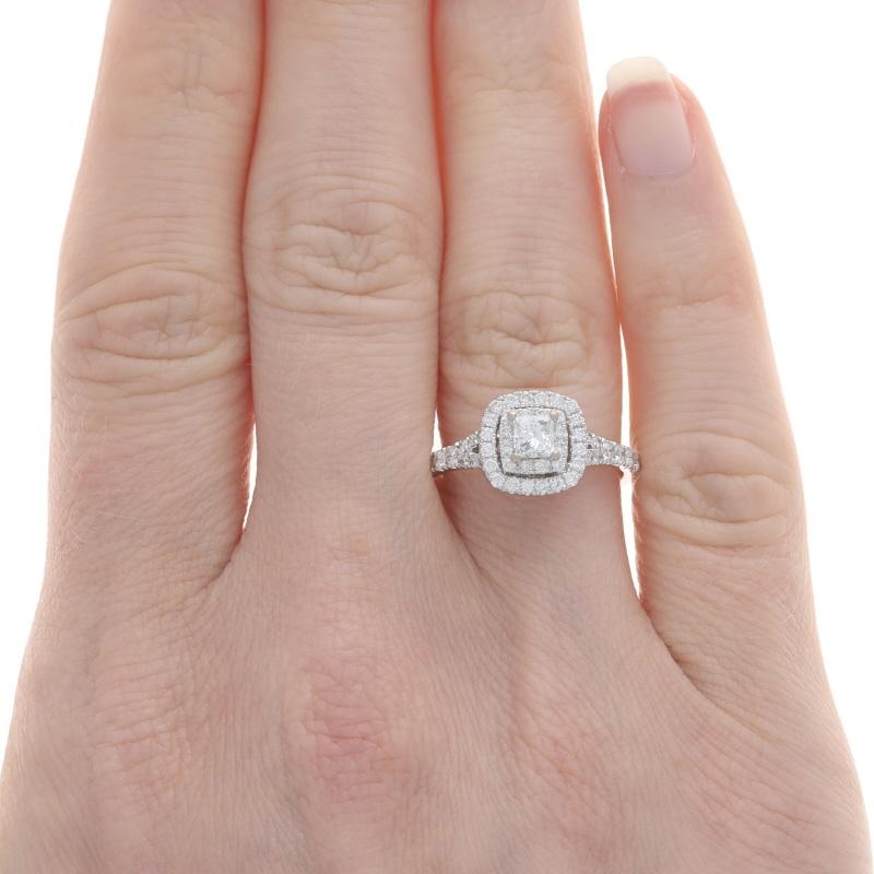 Neil Lane Diamant-Verlobungsring mit doppeltem Halo - Weißgold 14k Prinzessin 1,00ctw (Carréschliff) im Angebot
