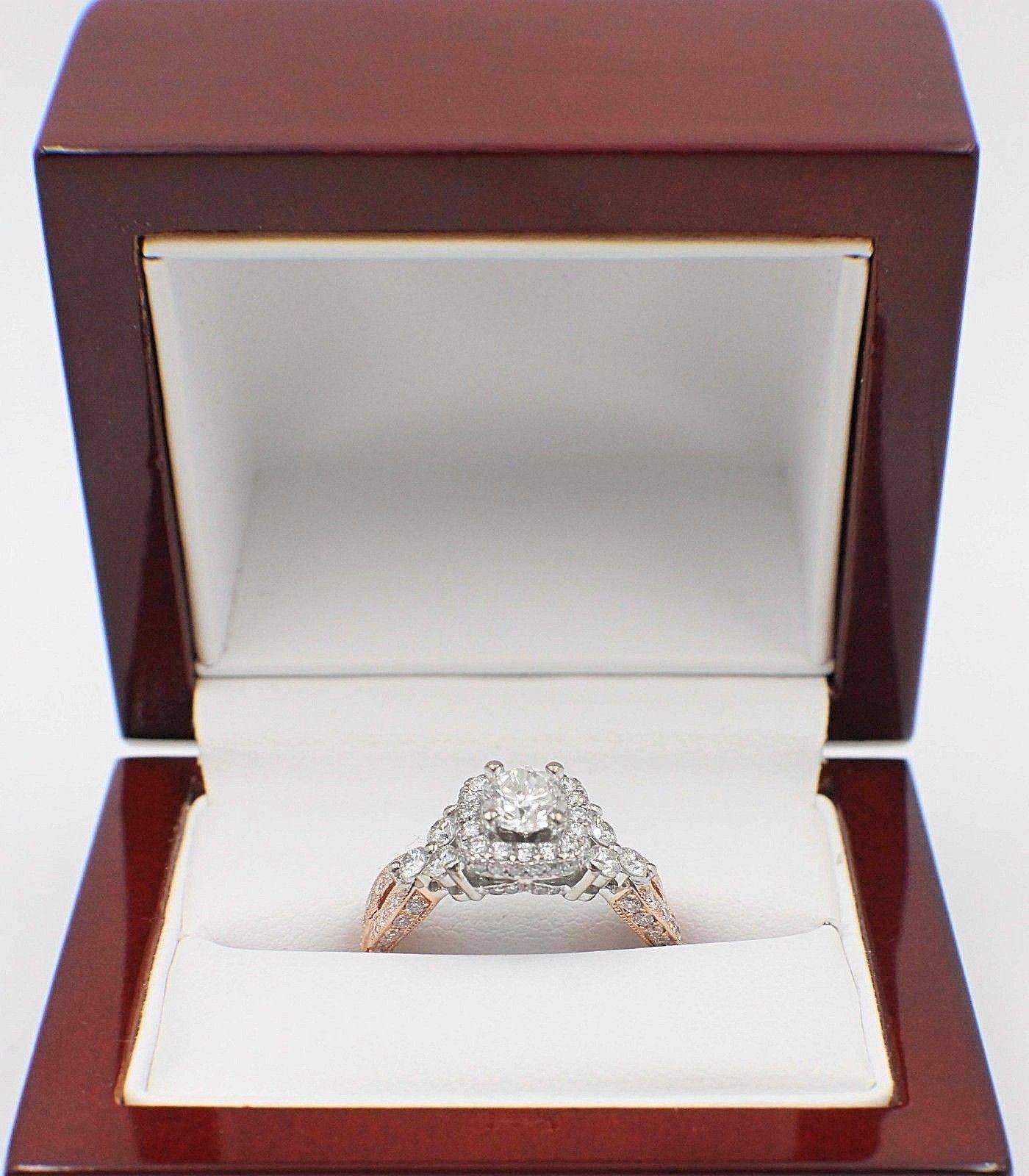 Neil Lane Diamond Engagement Ring 1 5/8 Carat 14 Karat Rose Gold and White Gold For Sale 4