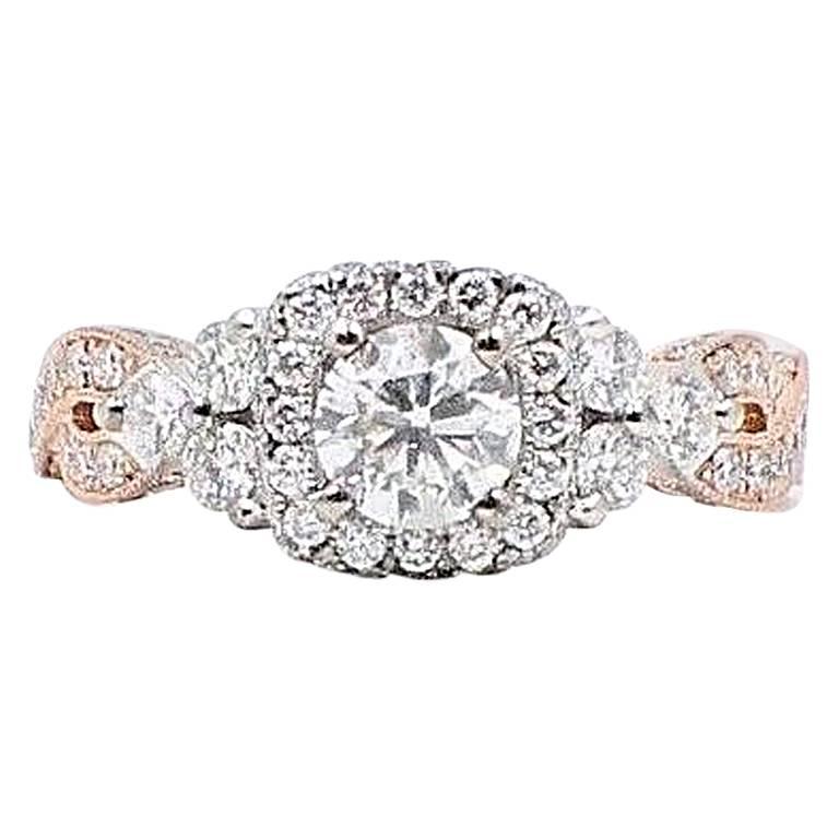 Neil Lane Diamond Engagement Ring 1 5/8 Carat 14 Karat Rose Gold and White Gold For Sale
