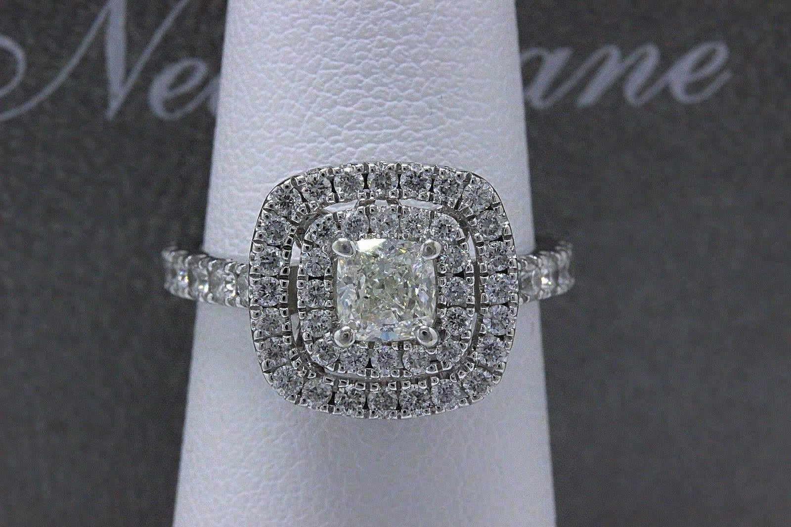 Neil Lane Diamond Engagement Ring Cushion Cut Center 1 1/8 Carat 14 Karat Gold For Sale 5