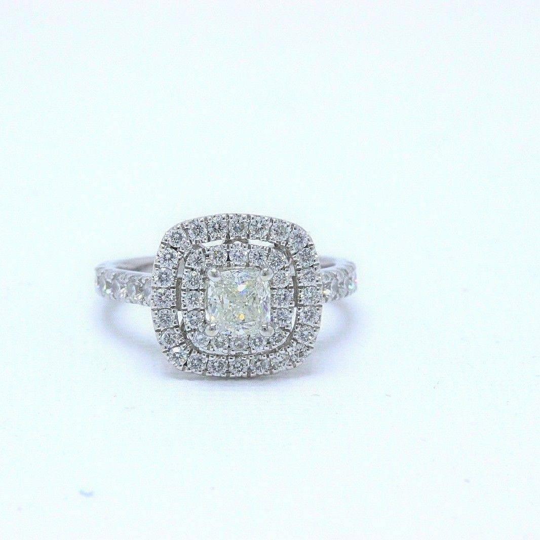 Neil Lane Diamond Engagement Ring Cushion Cut Center 1 1/8 Carat 14 Karat Gold For Sale 6