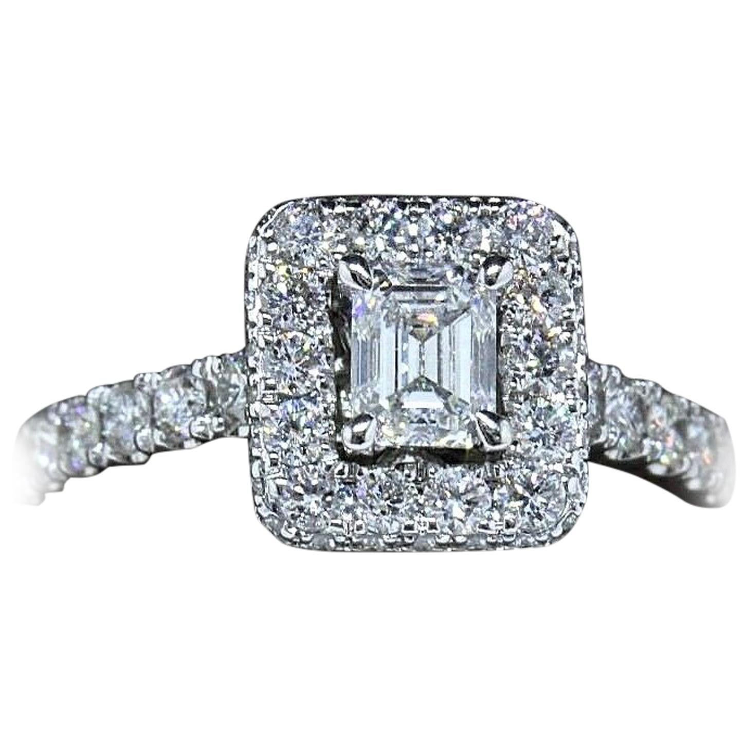 Neil Lane Diamond Engagement Ring Emerald Cut 1 1/2 Carat SI1 14 Karat Gold