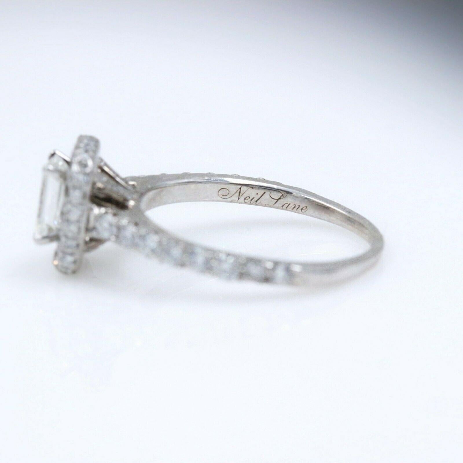Neil Lane Diamond Engagement Ring Emerald Cut 1 1/2 Carat SI1 14 Karat Gold 2