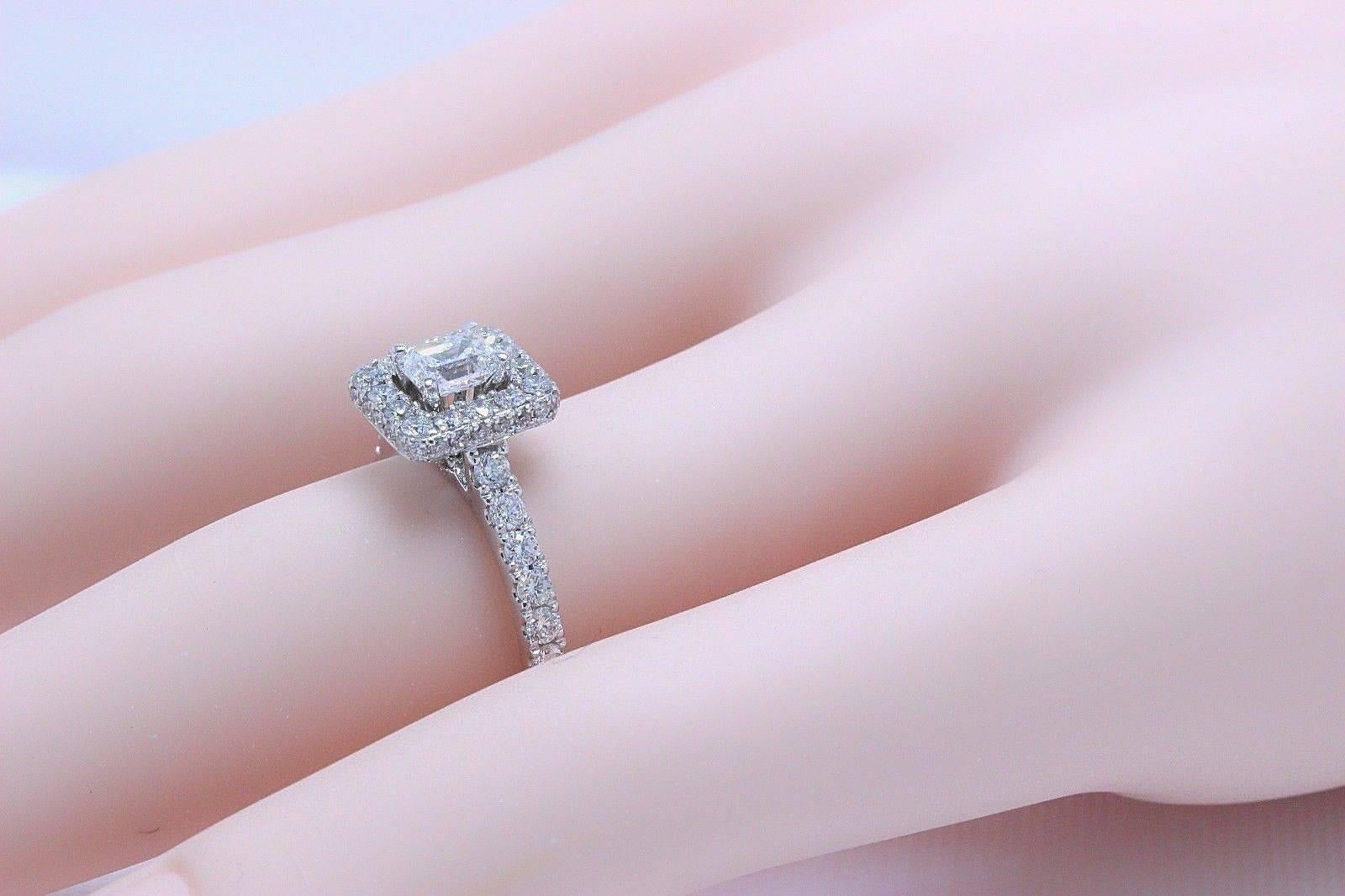 Women's Neil Lane Diamond Engagement Ring Emerald Cut 1.375 Carat in 14 Karat White Gold For Sale