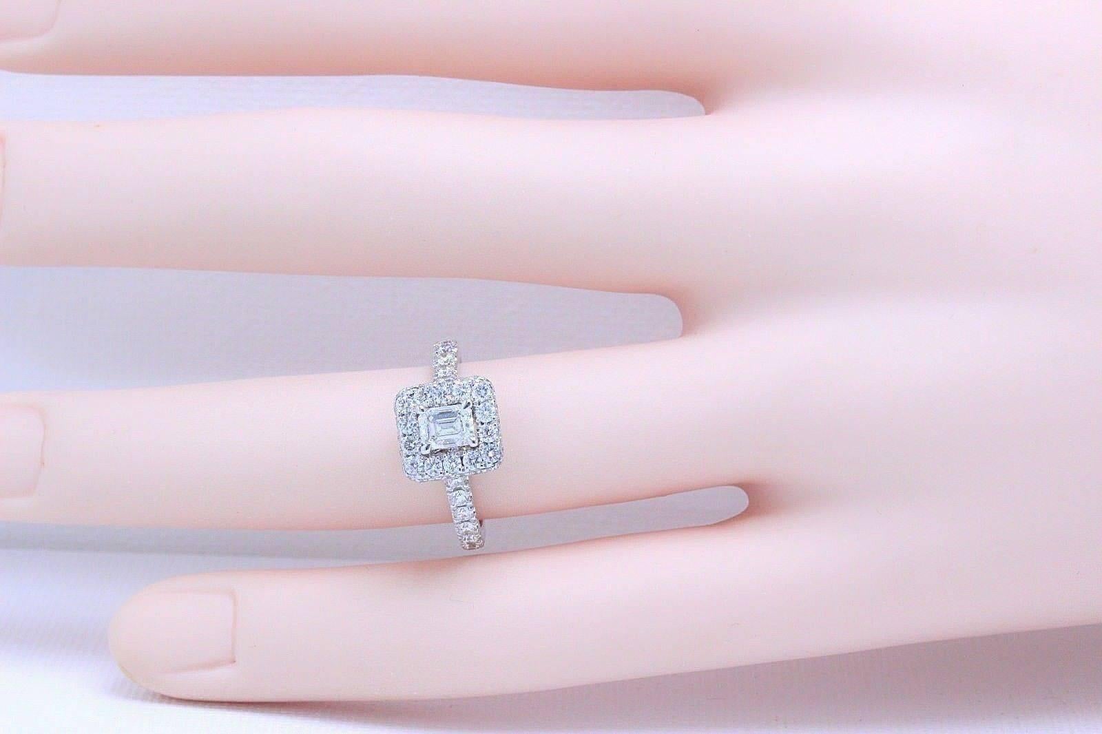 Neil Lane Diamond Engagement Ring Emerald Cut 1.375 Carat in 14 Karat White Gold For Sale 1