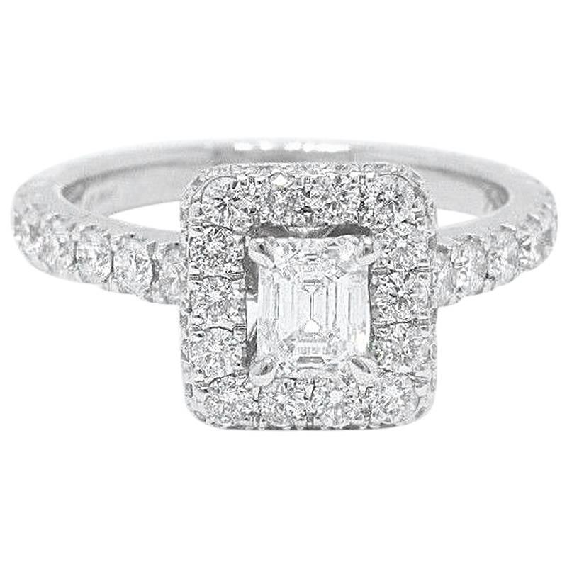 Neil Lane Diamond Engagement Ring Emerald Cut 1.375 Carat in 14 Karat White Gold