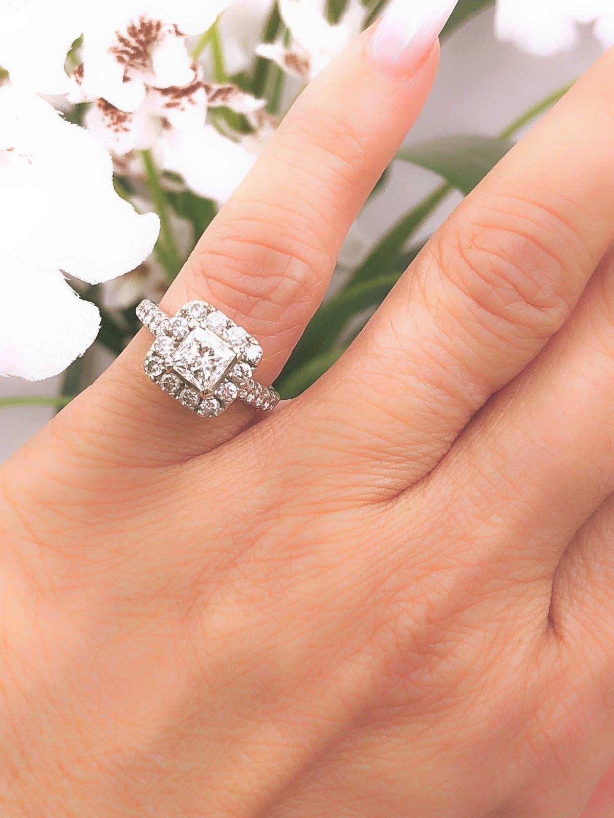 Neil Lane Diamond Engagement Ring Princess 2.00 TCW in 14 Karat White Gold For Sale 3