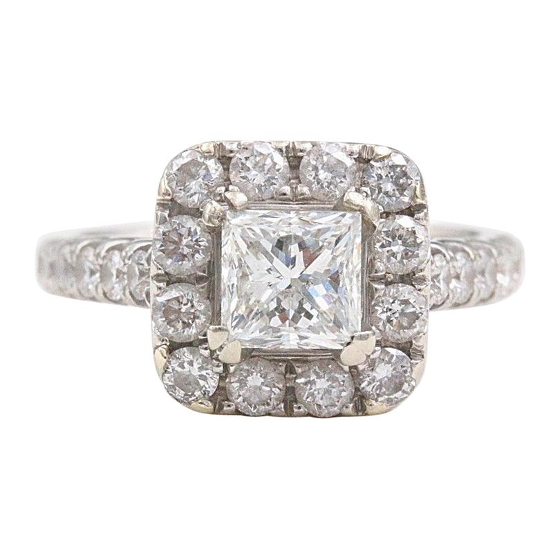 Neil Lane Diamond Engagement Ring Princess 2.00 TCW in 14 Karat White Gold For Sale