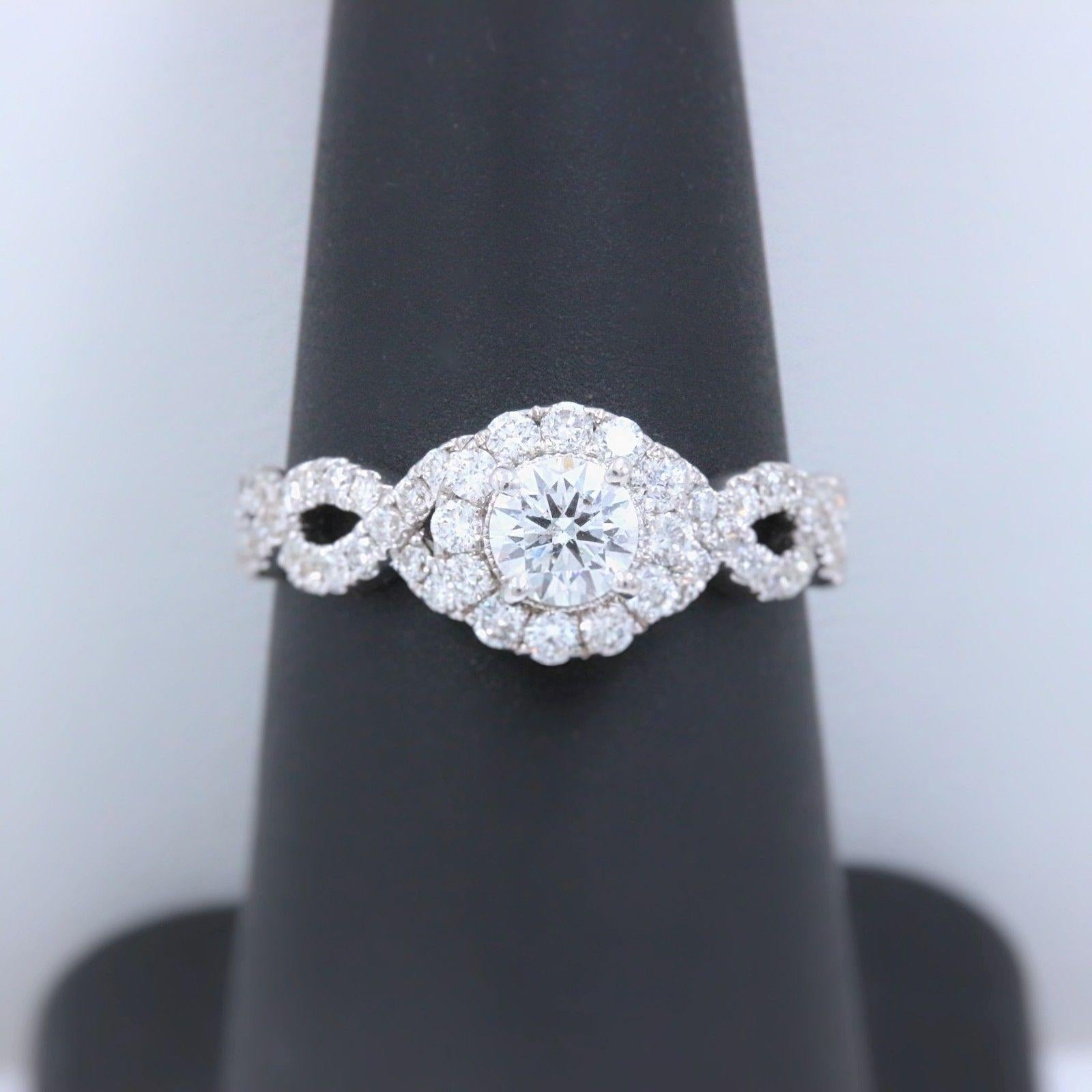 Neil Lane Diamond Engagement Ring Round 1.00 Carat 14 Karat White Gold For Sale 2