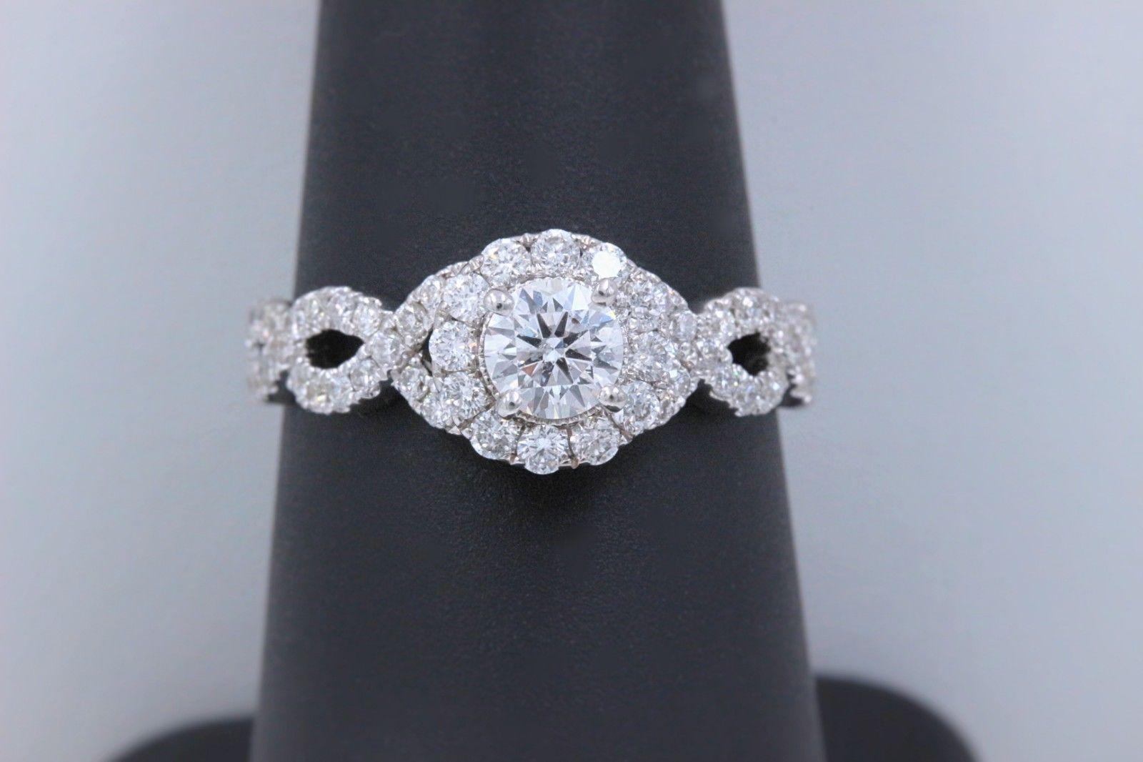 Women's Neil Lane Diamond Engagement Ring Round 1.00 Carat 14 Karat White Gold For Sale