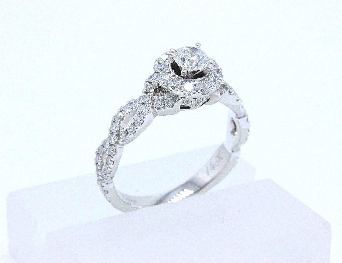 Neil Lane Diamond Engagement Ring Round 1.00 Carat in 14 Karat White Gold For Sale 6